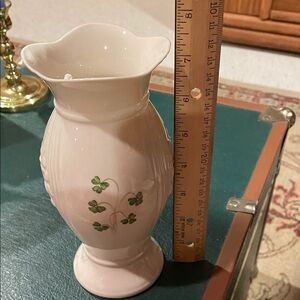 Charming White Vase with Green Clover Accents